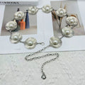2025 New European and American Style Pearl Waist Chain Accessories for Women, High-End Metal Thick Chain Belt Decoration for Dresses