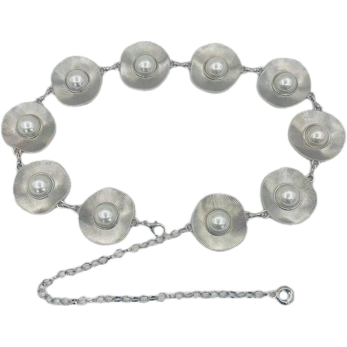 2025 New European and American Style Pearl Waist Chain Accessories for Women, High-End Metal Thick Chain Belt Decoration for Dresses