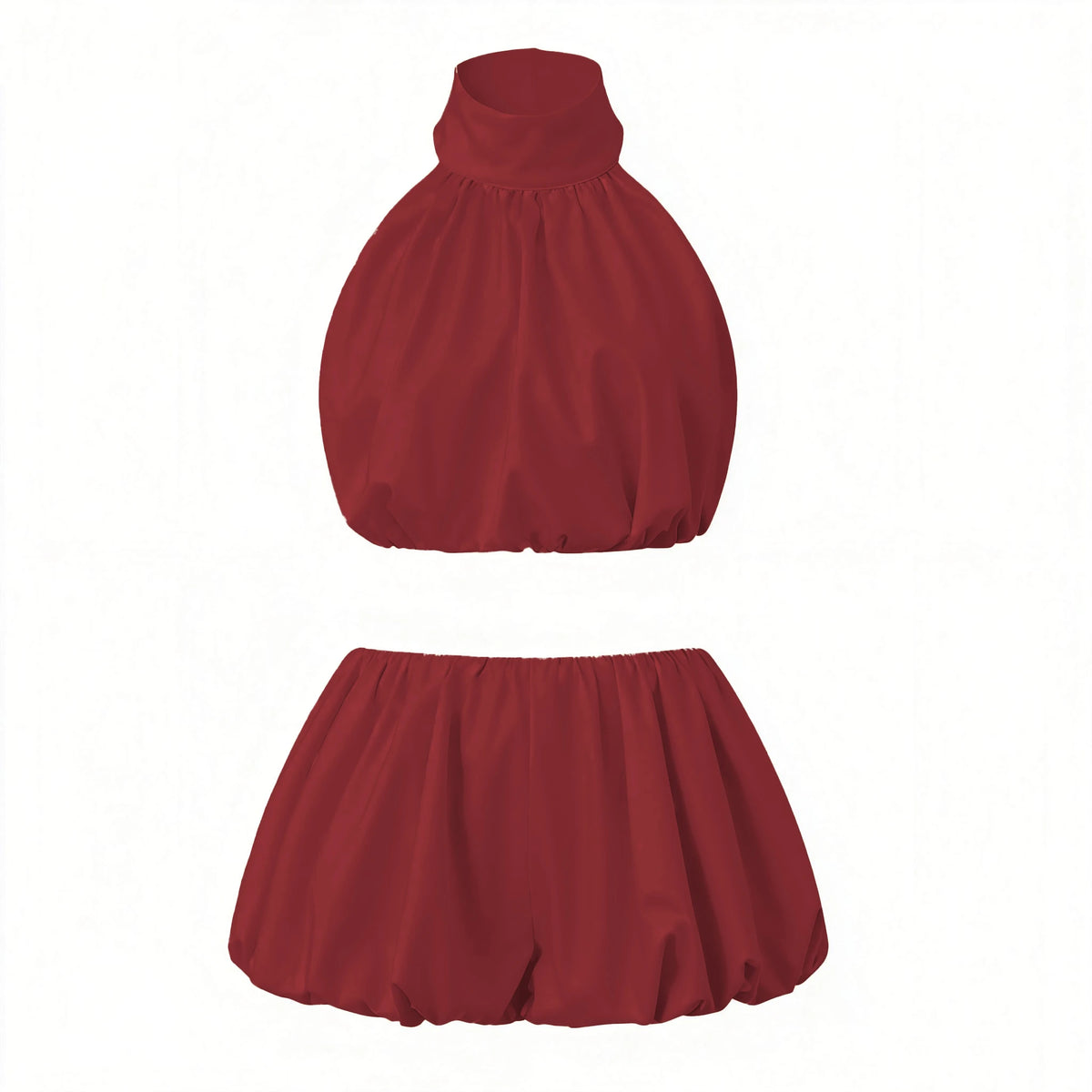 Women y2k Vintage Short Skirts Sets Solid/Dots Sleeveless Backless Halter Neck Crop Tops with Bubble Skirts Vacation Outfits