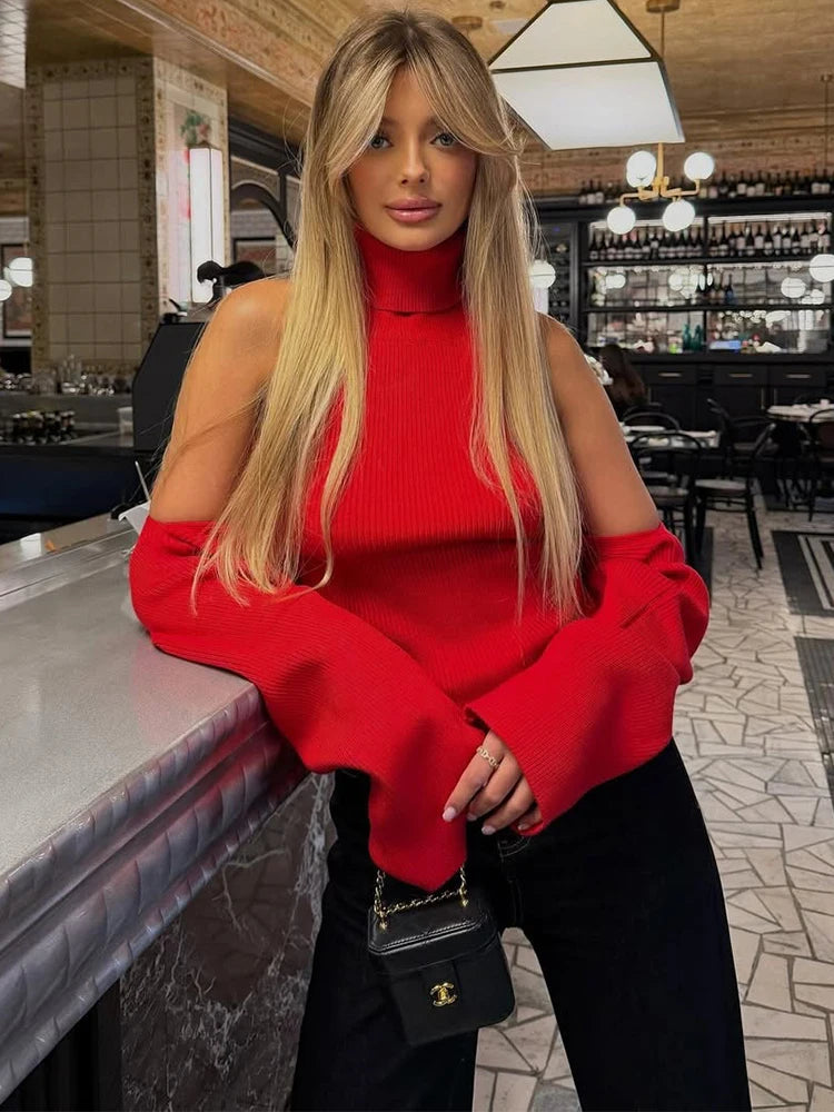 Trendix Hollow Out Sweater Sets For Women 2025 Fall New Long Sleeve Knitwear Shawl Suits Sexy Backless Knit Tank Top 2 Piece Set