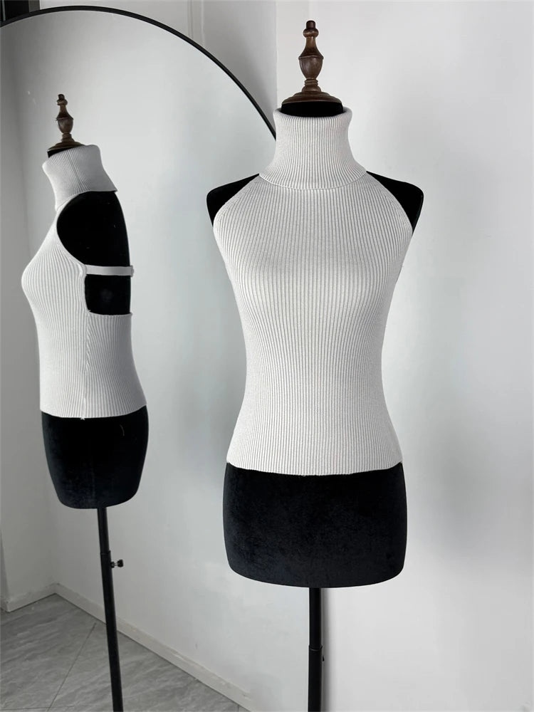 Trendix Hollow Out Sweater Sets For Women 2025 Fall New Long Sleeve Knitwear Shawl Suits Sexy Backless Knit Tank Top 2 Piece Set